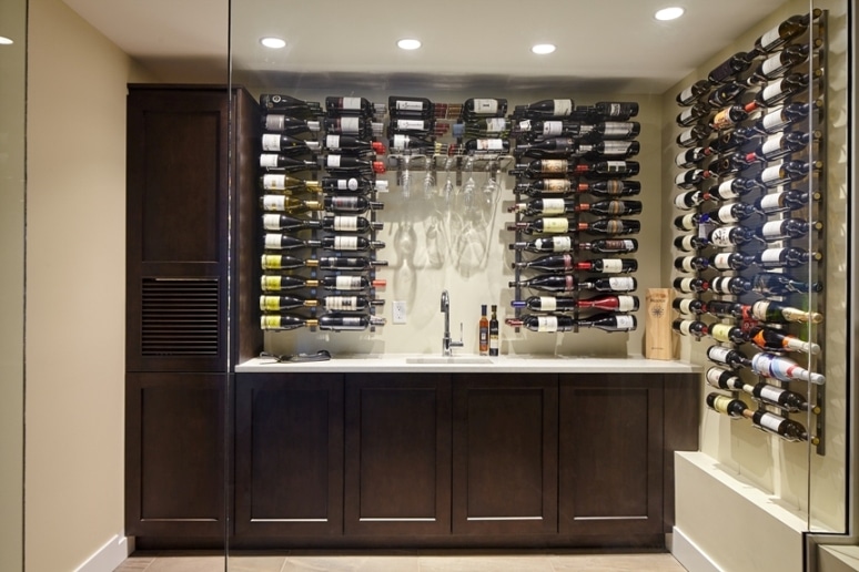 VintageView Wall Mounted Custom Metal Wine Rack System Denver Residential Wine Cellar