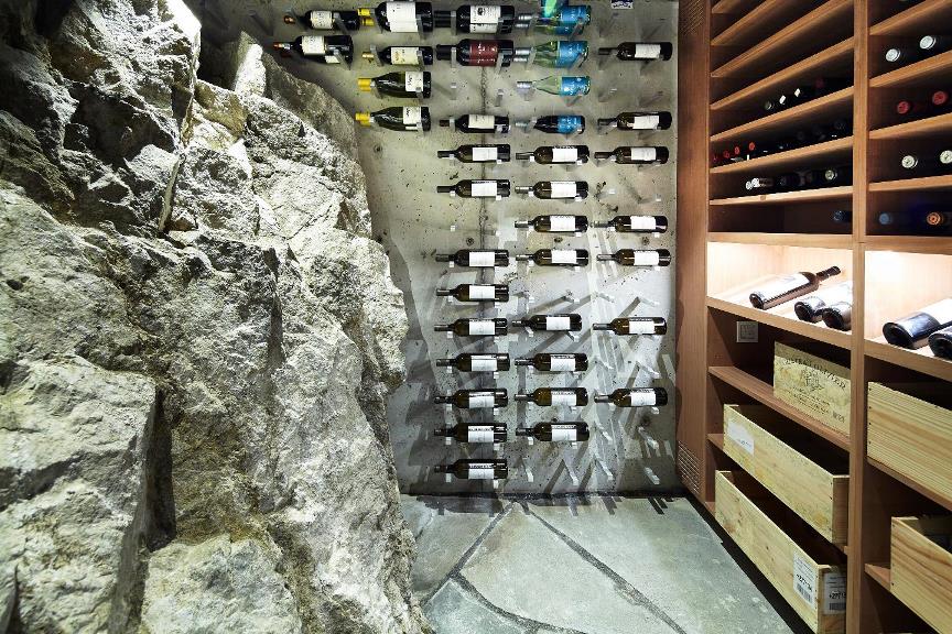 Denver Transitional custom wine cellar with Metal and Wooden Wine Racks