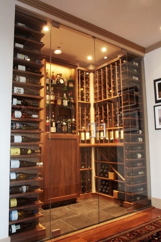 Glass Wine Cellar Design Ideas Built in a Small Space by Denver Builders